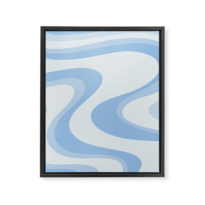 Retro Swirls Powder Blue Abstract Pattern Framed Canvas Print Gallery Image 1