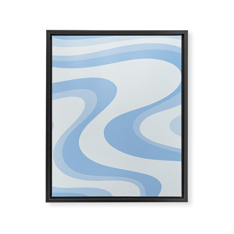 Retro Swirls Powder Blue Abstract Pattern Framed Canvas Print Gallery Image 8