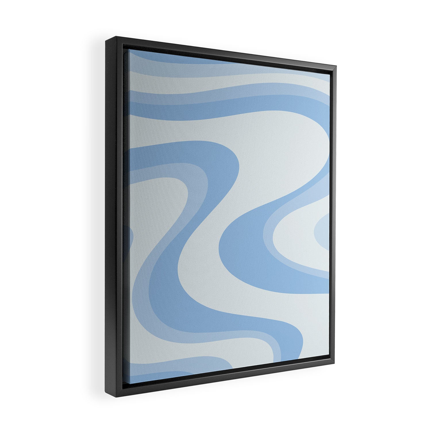 Retro Swirls Powder Blue Abstract Pattern Framed Canvas Print Gallery Image 2