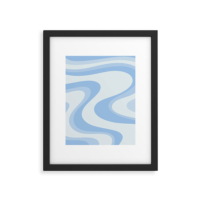 Retro Swirls Powder Blue Abstract Pattern Framed Art Print Gallery Image 6