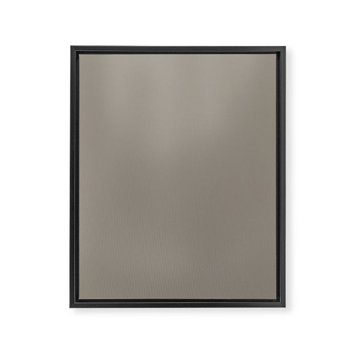 Retro Taupe Mushroom Gray Solid Framed Canvas Print Gallery Image 1