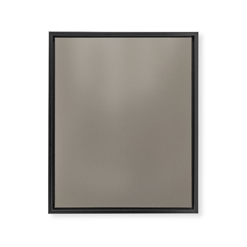 Retro Taupe Mushroom Gray Solid Framed Canvas Print Gallery Image 8