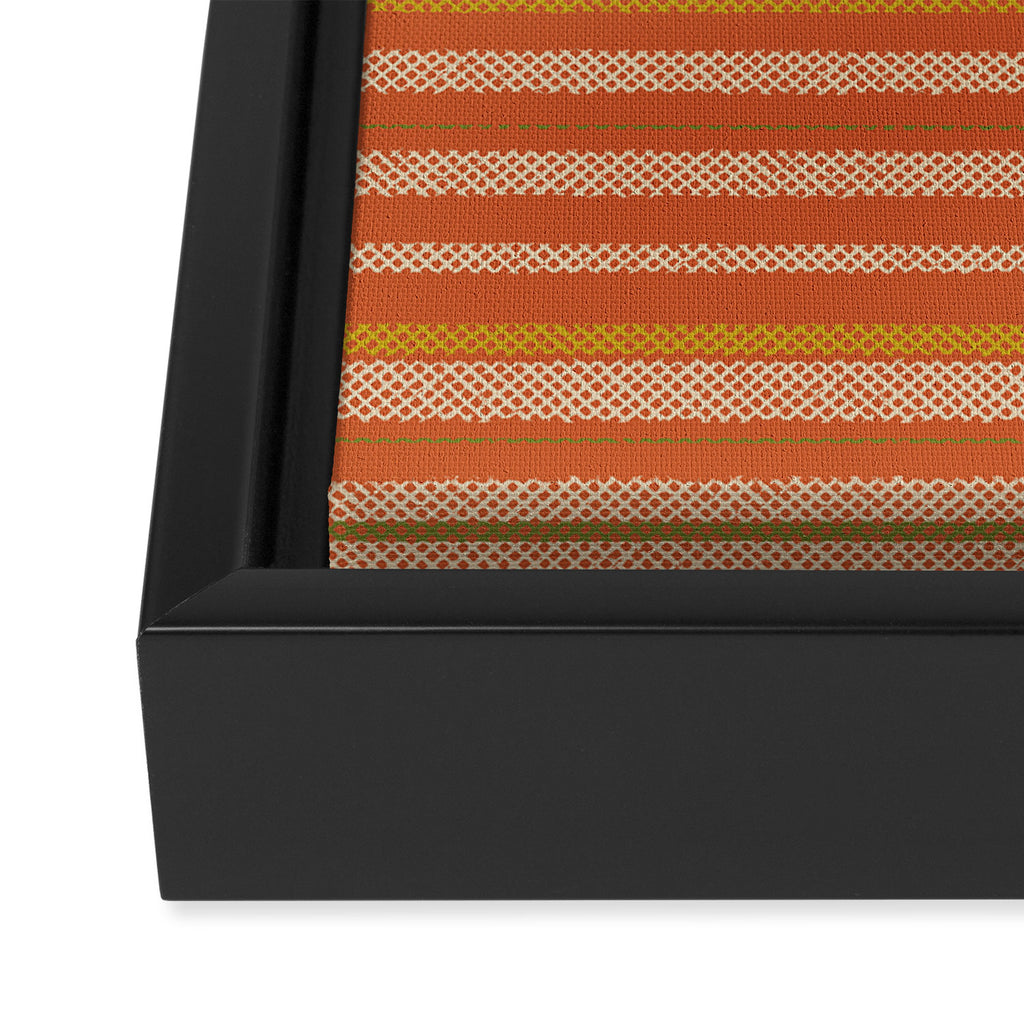 Retro Textured Stripes in Mid Century Modern Mustard, Beige, Olive, and Orange Framed Canvas Print Gallery Image 3