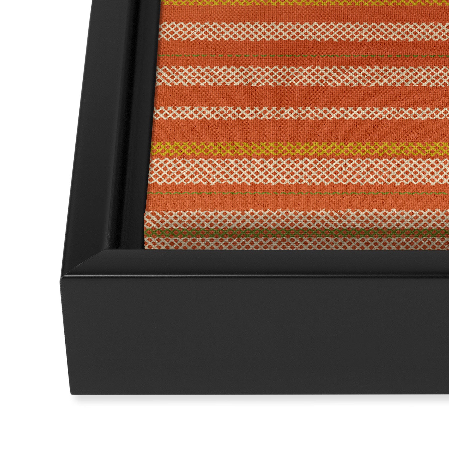 Retro Textured Stripes in Mid Century Modern Mustard, Beige, Olive, and Orange Framed Canvas Print Gallery Image 3