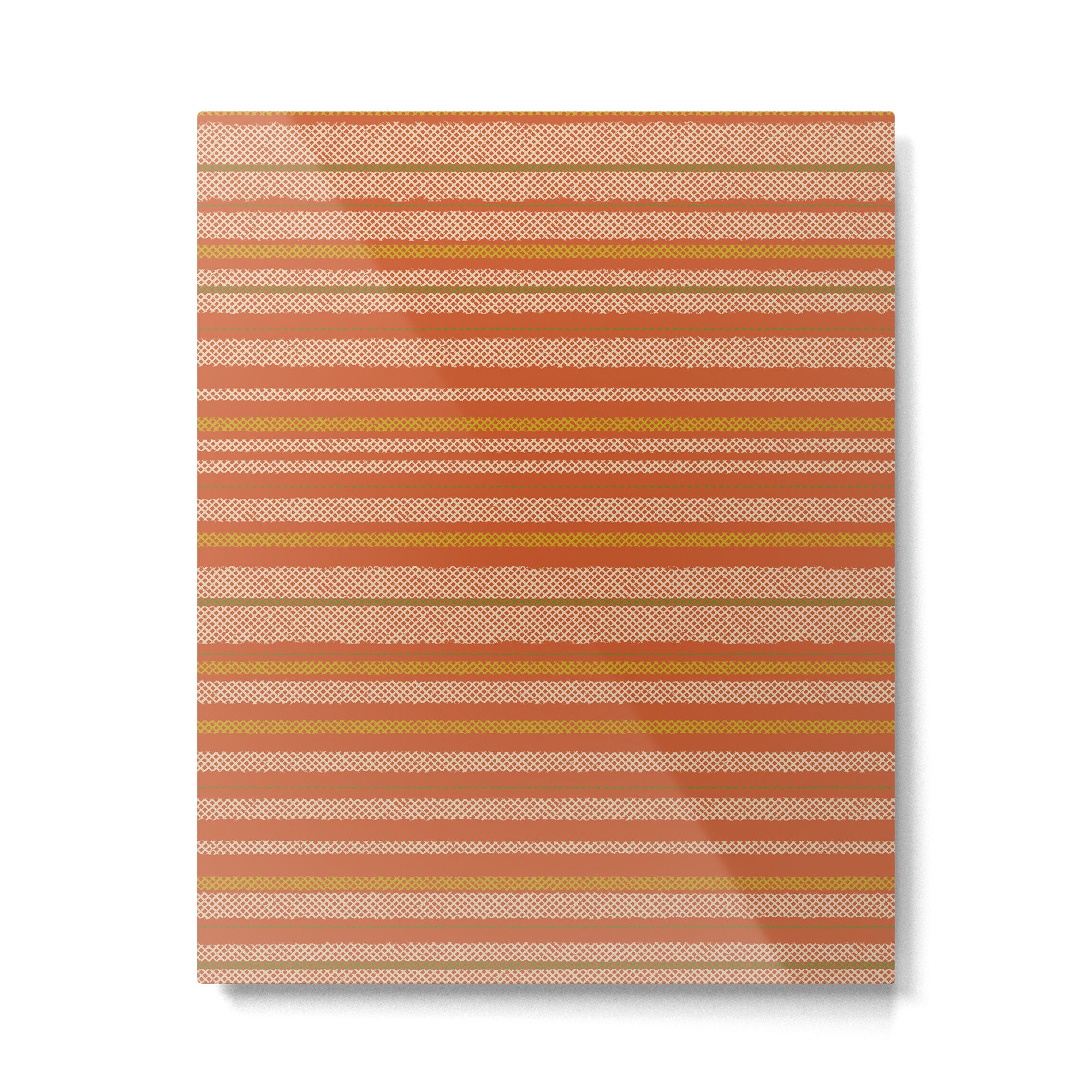 Retro Textured Stripes in Mid Century Modern Mustard, Beige, Olive, and Orange Metal Print Gallery Image 6