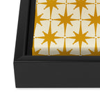 Retro Vintage 50s Starbursts Pattern in Cream and Honey Mustard Framed Canvas Print Gallery Image 3