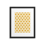 Retro Vintage 50s Starbursts Pattern in Cream and Honey Mustard Framed Art Print Gallery Image 5