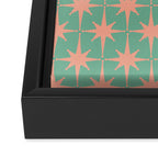 Retro Vintage Atomic Age 50s Star Pattern in Pink and Mint Teal Framed Canvas Print Gallery Image 3