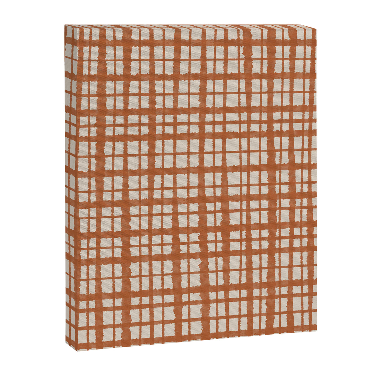 Retro Watercolor Plaid Painted Stripe Pattern in Clay and Putty Canvas Print Gallery Image 8