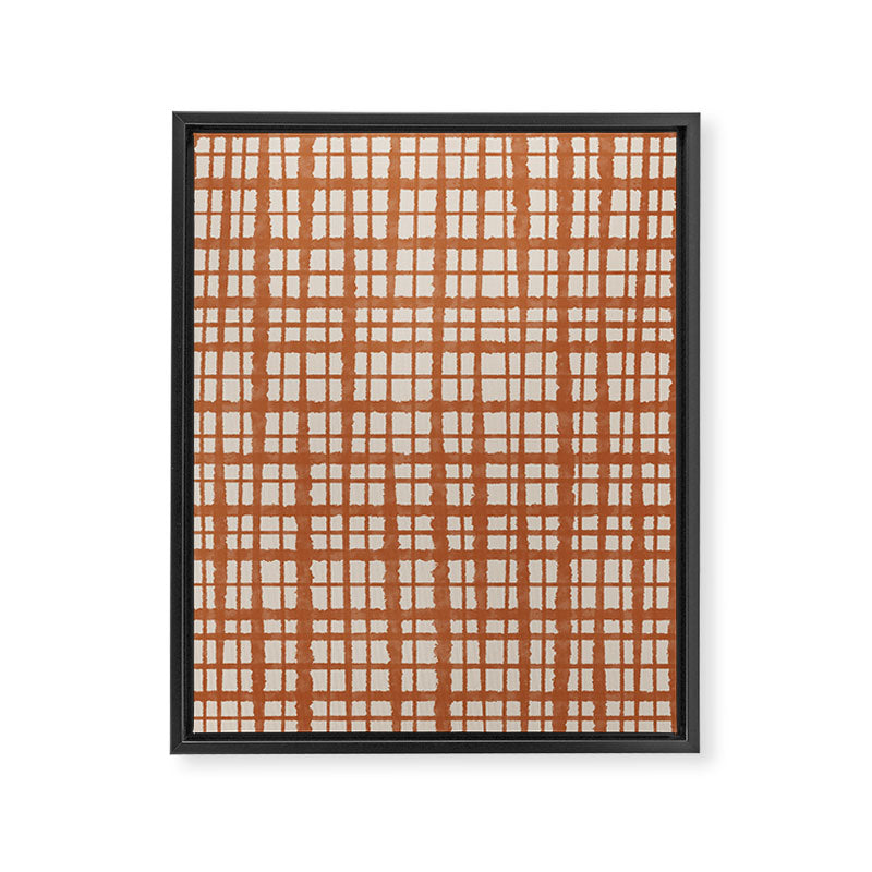 Retro Watercolor Plaid Painted Stripe Pattern in Clay and Putty Framed Canvas Print Gallery Image 8