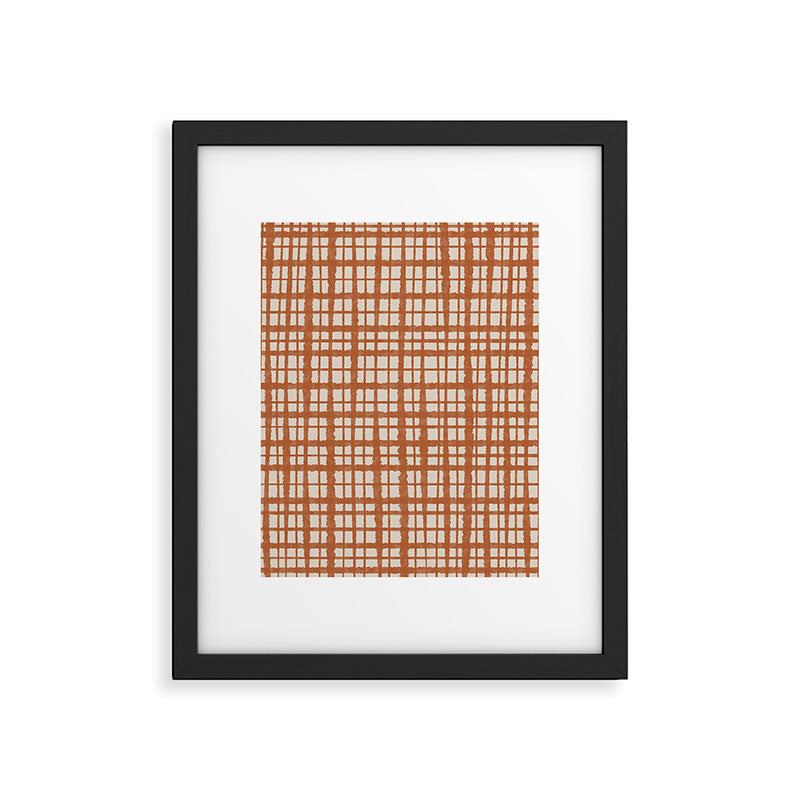 Retro Watercolor Plaid Painted Stripe Pattern in Clay and Putty Framed Art Print Gallery Image 6