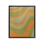 Retro Waves Abstract Pattern Celadon Green Orange Framed Canvas Print Gallery Image 8