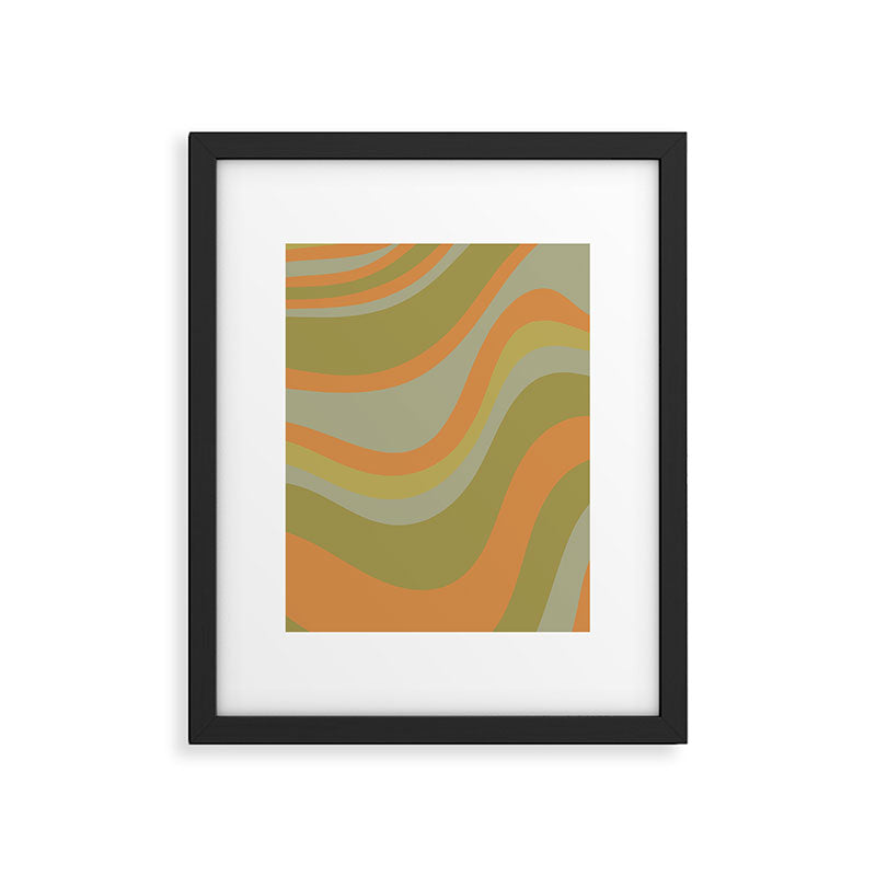 Retro Waves Abstract Pattern Celadon Green Orange Framed Art Print Gallery Image 6