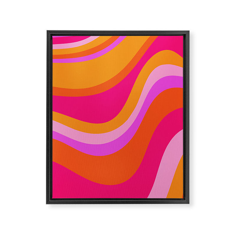 Retro Waves Abstract Pattern Pink Magenta Orange Framed Canvas Print Gallery Image 8