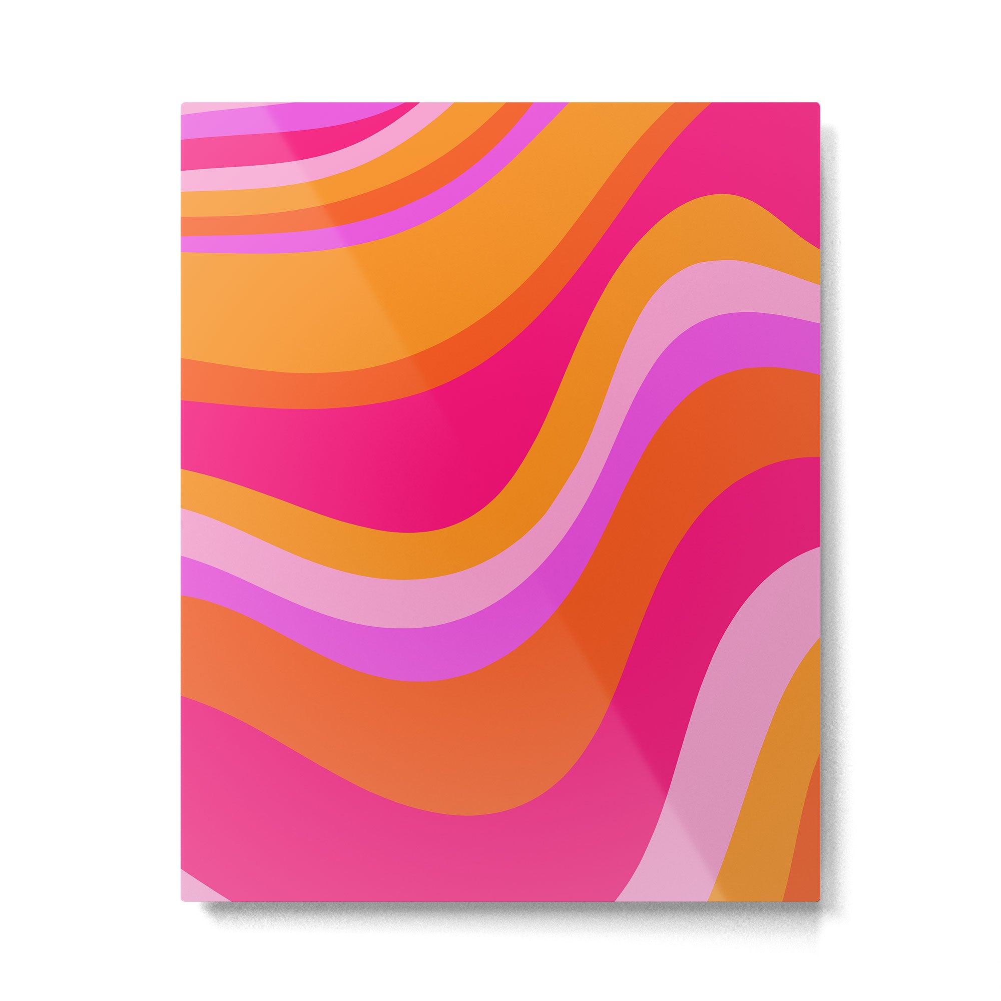 Retro Waves Abstract Pattern Pink Magenta Orange Metal Print Gallery Image 6