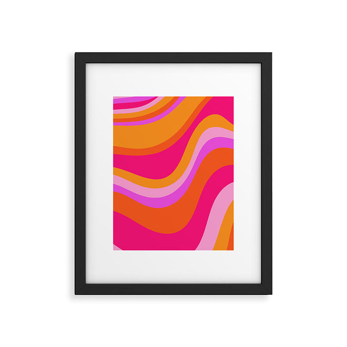 Retro Waves Abstract Pattern Pink Magenta Orange Framed Art Print Gallery Image 1
