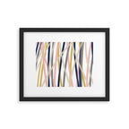 Ribbon Abstract in Mustard Yellow, Blush Pink, Navy Blue, Grey, Almond, and White Minimalist Modern Pattern Framed Art Print Gallery Image 5