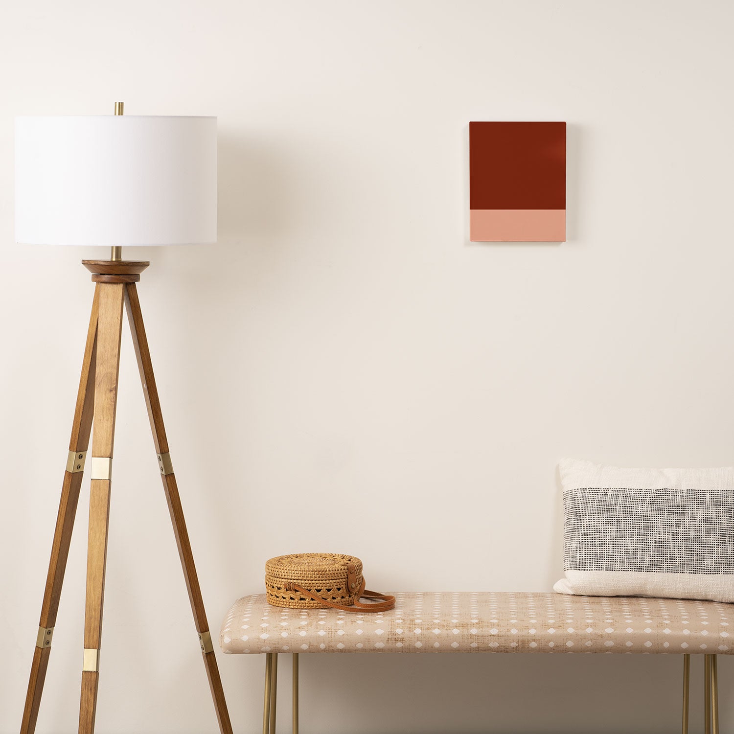 Rich Maroon Rust and Pale Salmon Color Block Canvas Print Gallery Image 2