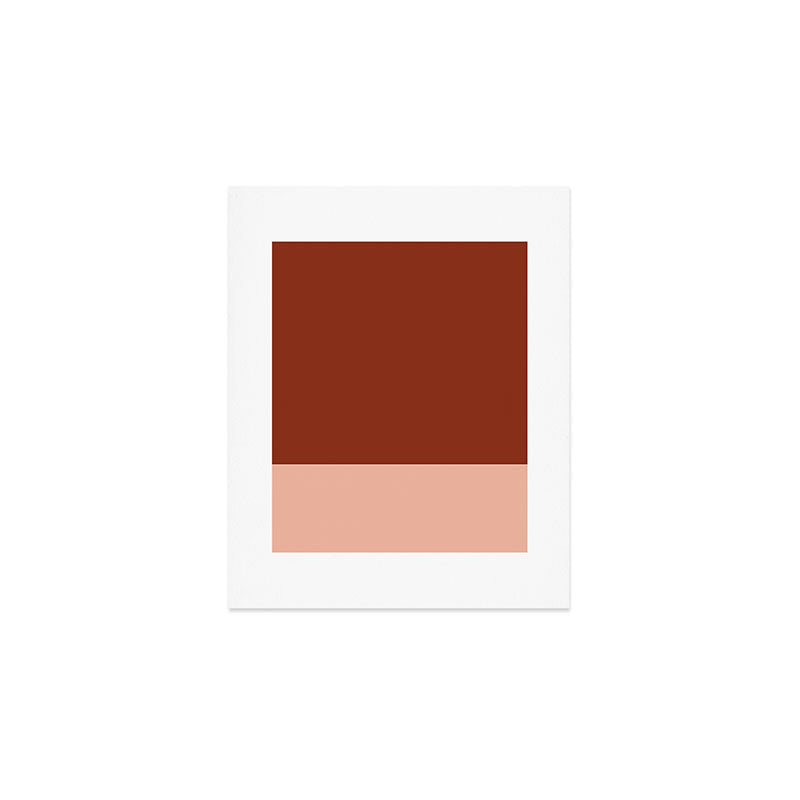 Rich Maroon Rust and Pale Salmon Color Block Art Print Gallery Image 1