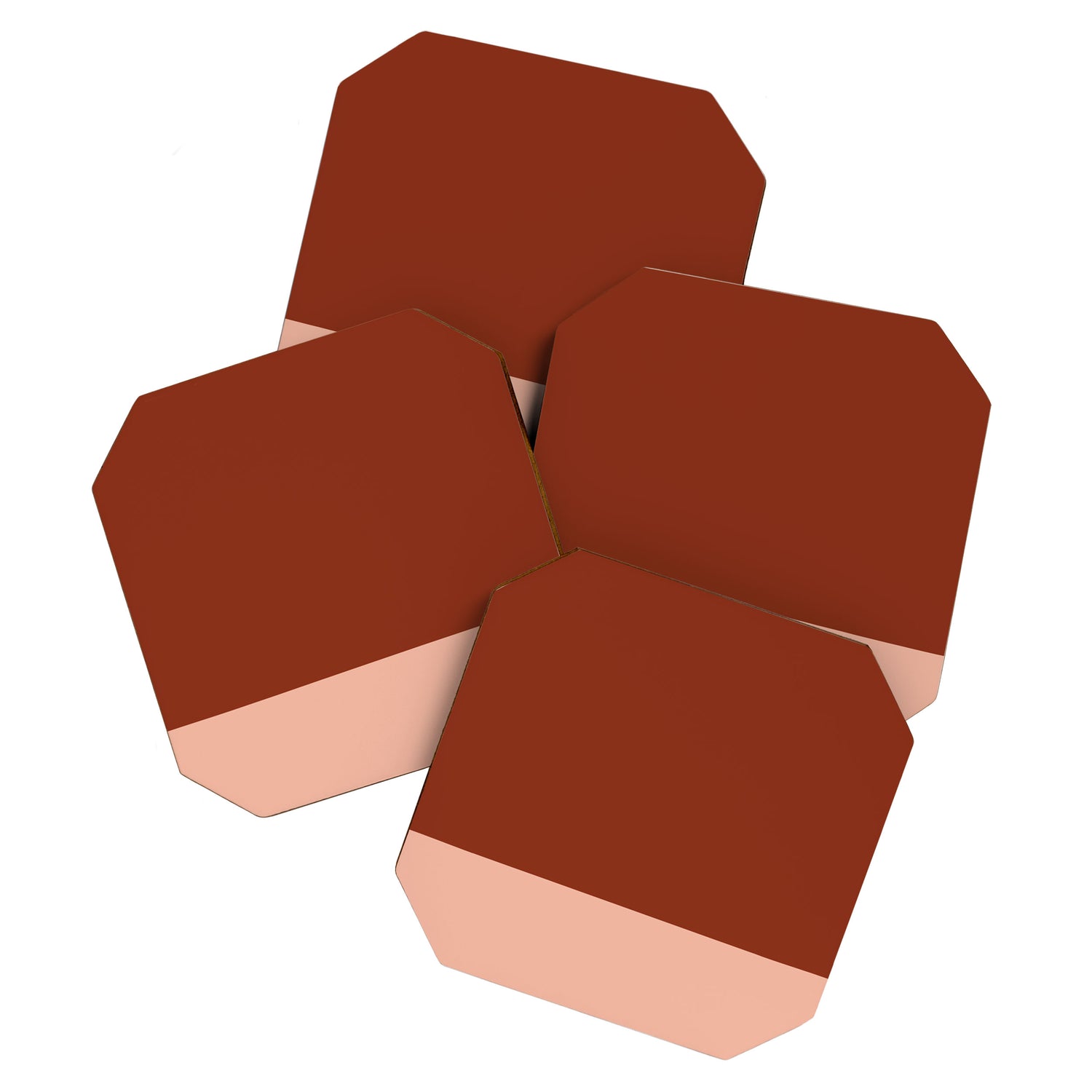 Rich Maroon Rust and Pale Salmon Color Block Coaster Gallery Image 1