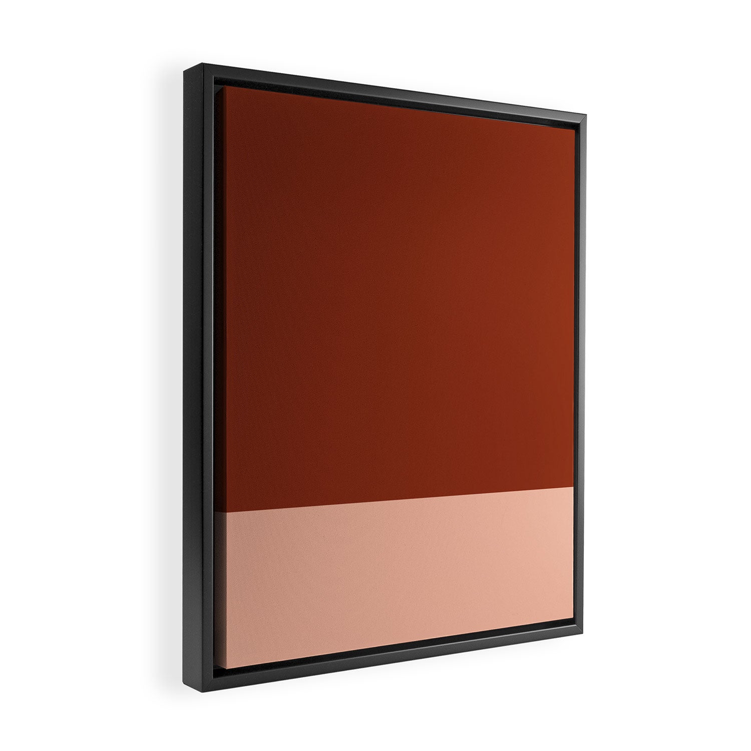 Rich Maroon Rust and Pale Salmon Color Block Framed Canvas Print Gallery Image 2