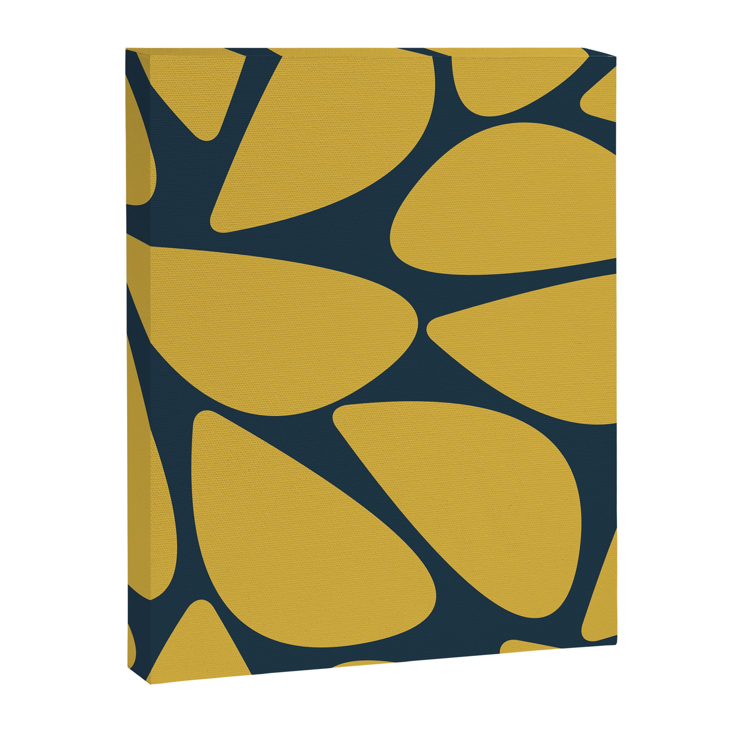 Riverbed Stones Minimalist Abstract Pattern in Light Mustard Yellow and Navy Blue Canvas Print Gallery Image 8