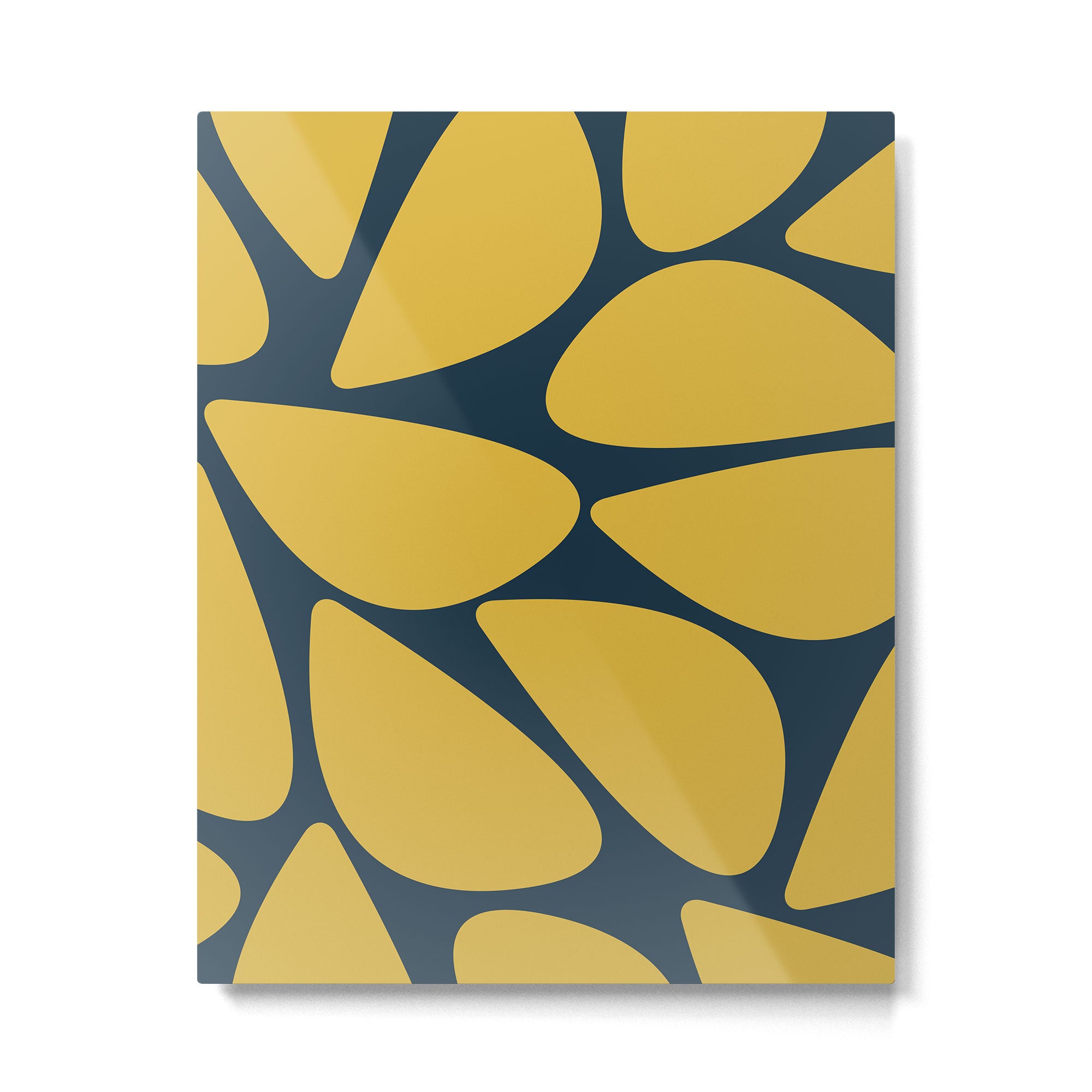 Riverbed Stones Minimalist Abstract Pattern in Light Mustard Yellow and Navy Blue Metal Print Gallery Image 6