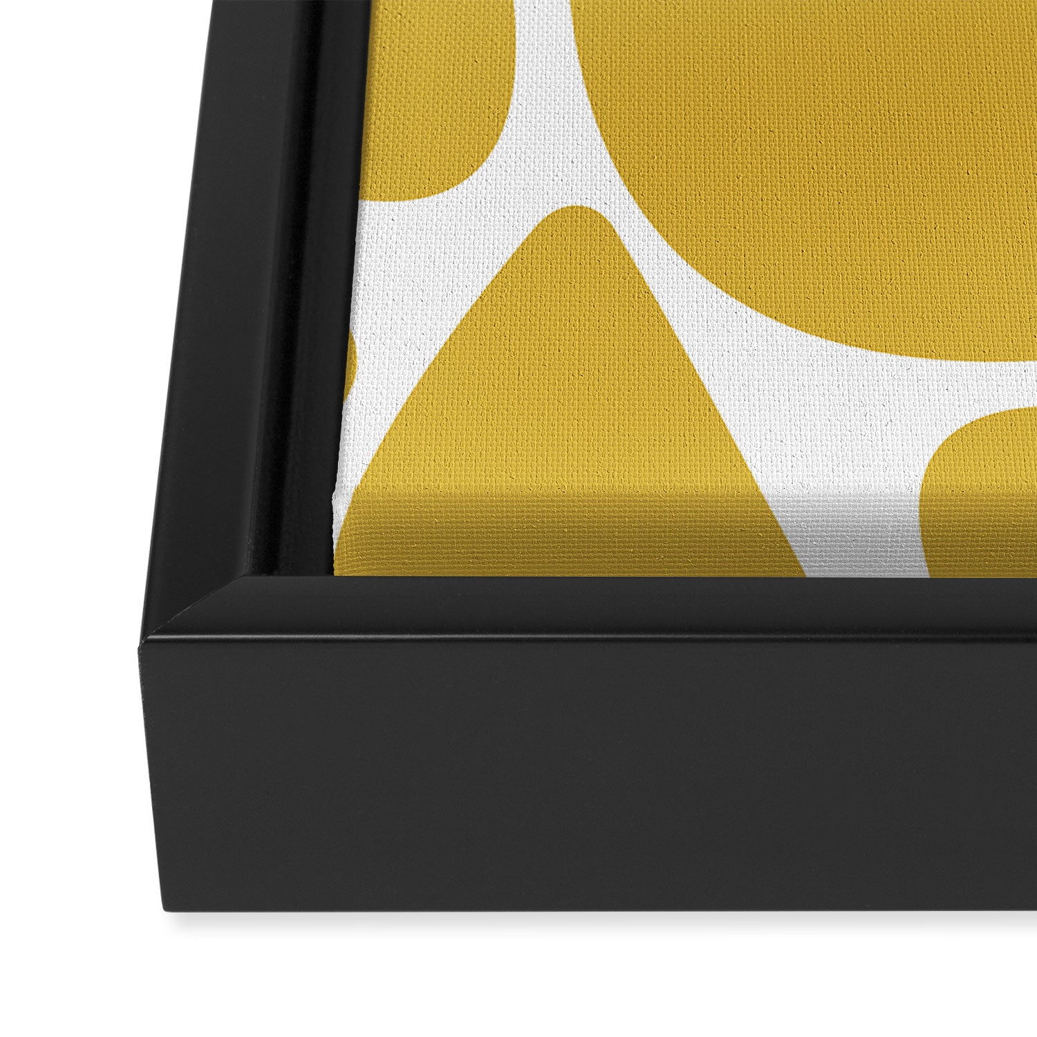 Riverbed Stones Minimalist Abstract Pattern in Light Mustard Yellow and White Framed Canvas Print Gallery Image 3