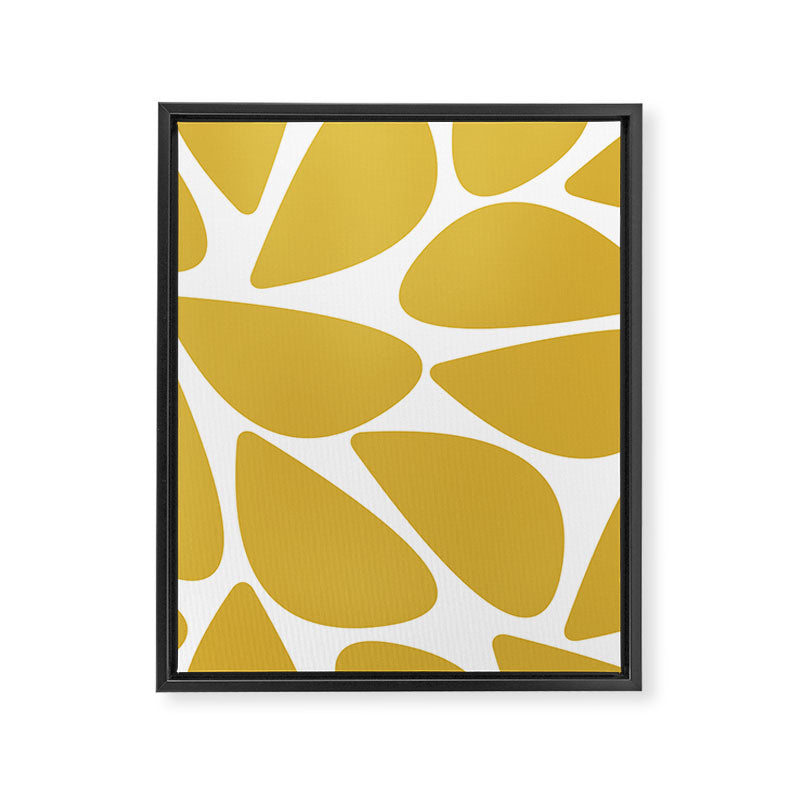 Riverbed Stones Minimalist Abstract Pattern in Light Mustard Yellow and White Framed Canvas Print Gallery Image 8