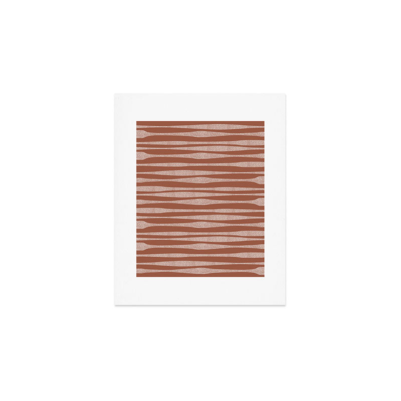 Riverbed Stripes Textured Stripe Pattern in Baked Clay Art Print Gallery Image 1