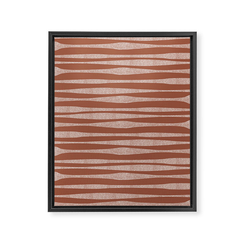 Riverbed Stripes Textured Stripe Pattern in Baked Clay Framed Canvas Print Gallery Image 8