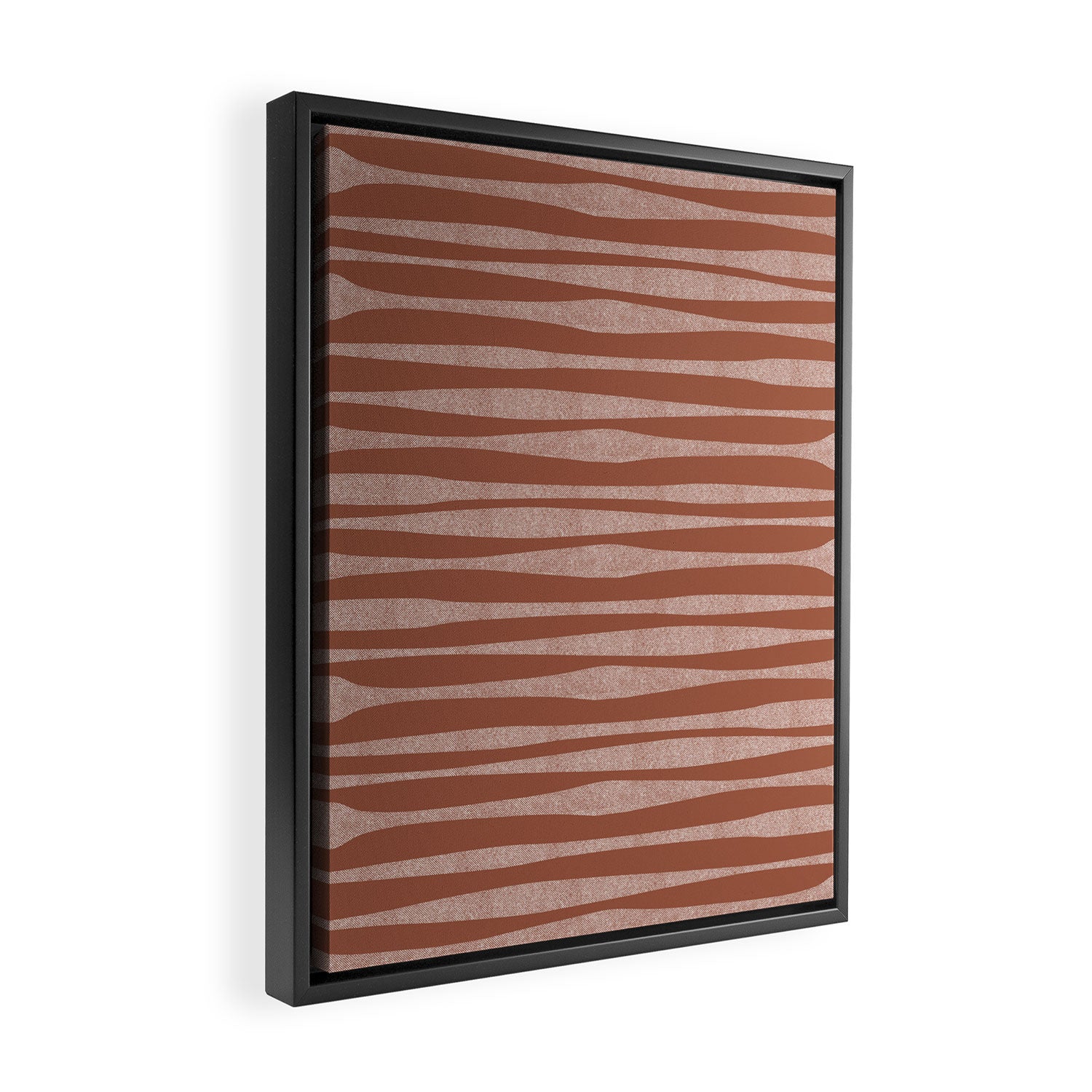 Riverbed Stripes Textured Stripe Pattern in Baked Clay Framed Canvas Print Gallery Image 2