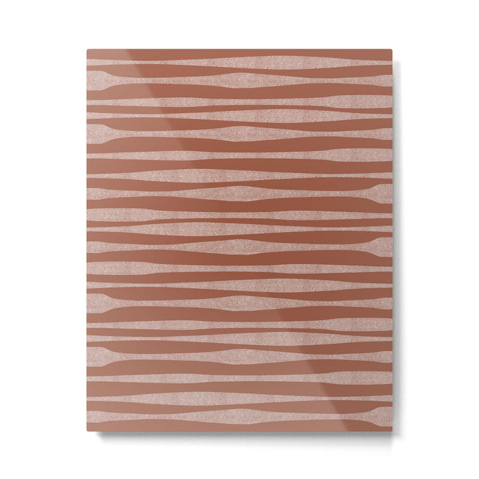 Riverbed Stripes Textured Stripe Pattern in Baked Clay Metal Print Gallery Image 1