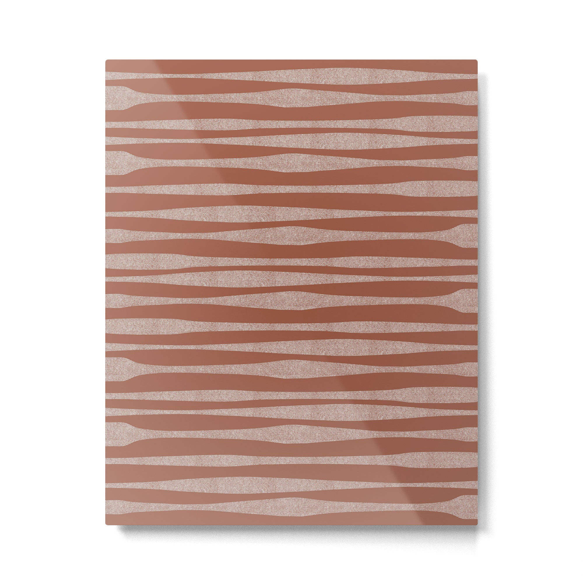 Riverbed Stripes Textured Stripe Pattern in Baked Clay Metal Print Gallery Image 6