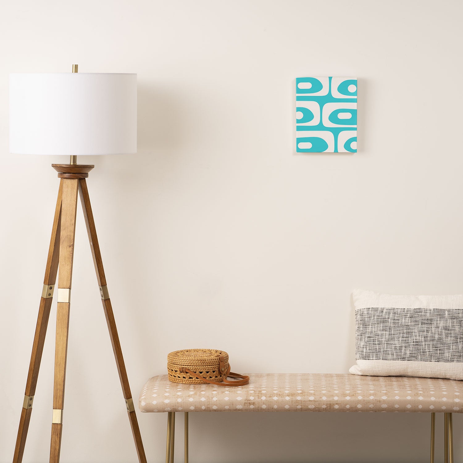 Robin's Egg Blue Turquoise Mid Century Modern Piquet Minimalist Abstract Canvas Print Gallery Image 2