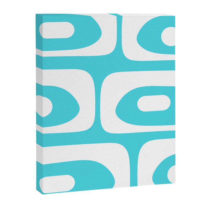 Robin's Egg Blue Turquoise Mid Century Modern Piquet Minimalist Abstract Canvas Print Gallery Image 1