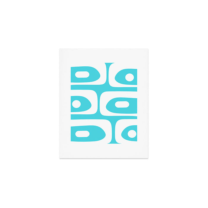 Robin's Egg Blue Turquoise Mid Century Modern Piquet Minimalist Abstract Art Print Gallery Image 1