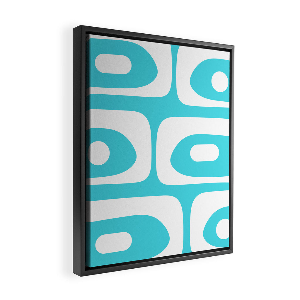 Robin's Egg Blue Turquoise Mid Century Modern Piquet Minimalist Abstract Framed Canvas Print Gallery Image 2