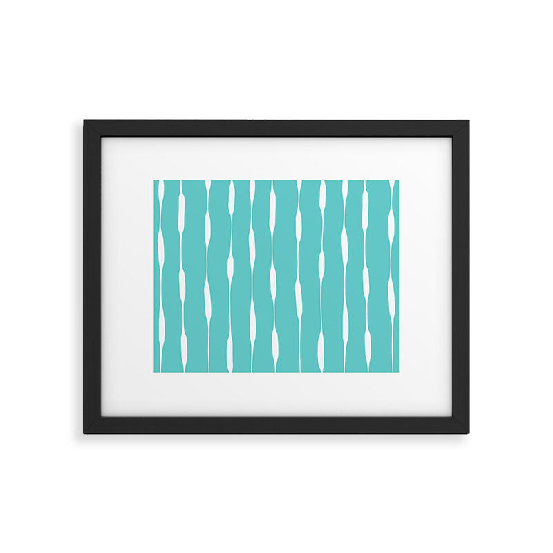 Robin's Egg Blue Turquoise Threaded Stripes Minimalist Modern Pattern Framed Art Print Gallery Image 5