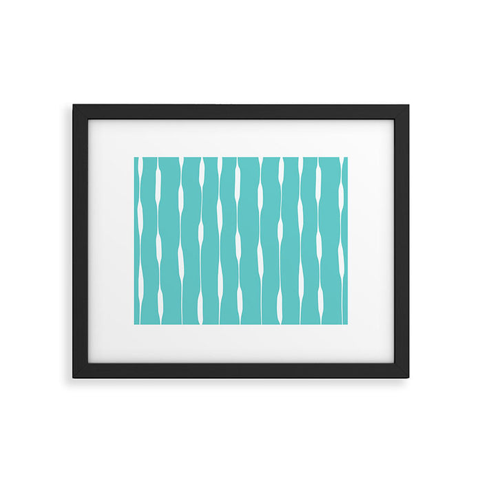 Robin's Egg Blue Turquoise Threaded Stripes Minimalist Modern Pattern Framed Art Print Gallery Image 1