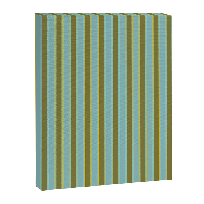 Rough Stripes Vertical Pattern in Olive Green Arctic Blue and Chartreuse Canvas Print Gallery Image 1