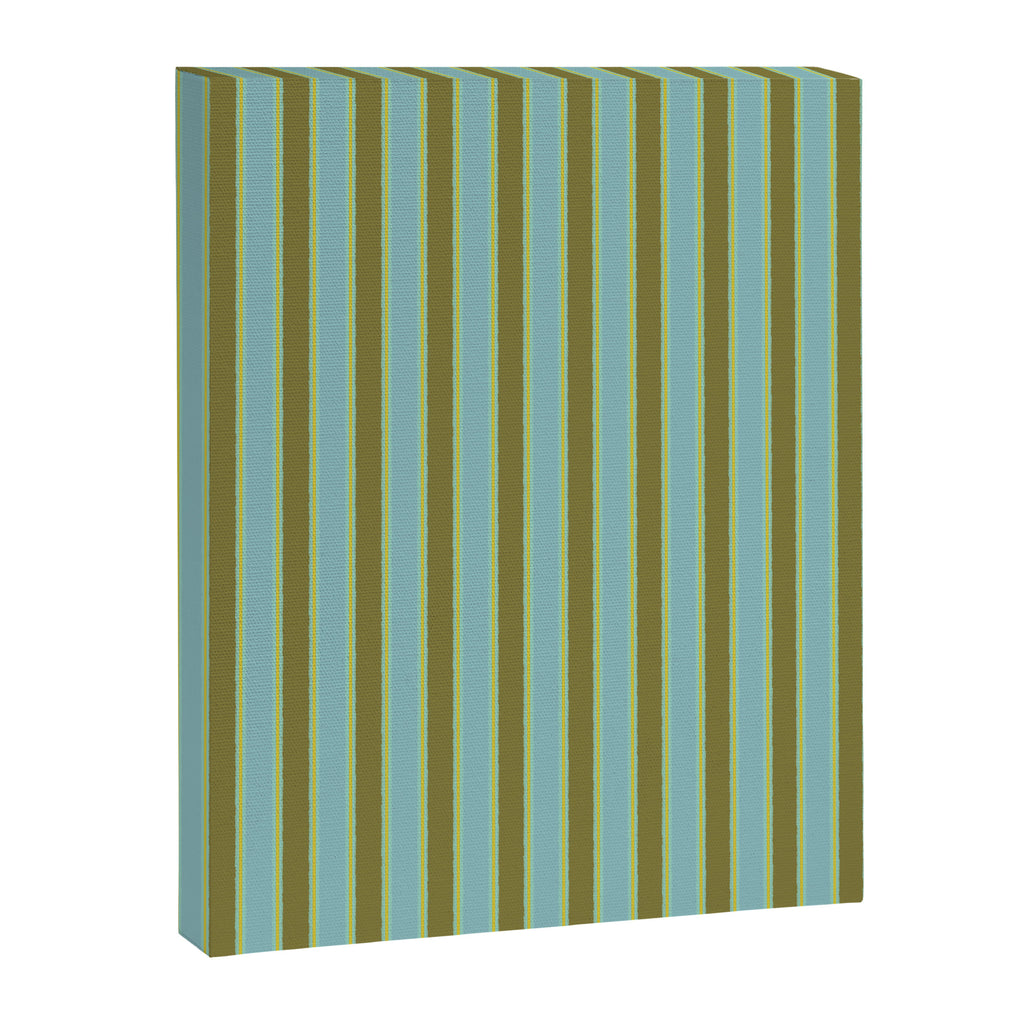 Rough Stripes Vertical Pattern in Olive Green Arctic Blue and Chartreuse Canvas Print Gallery Image 6