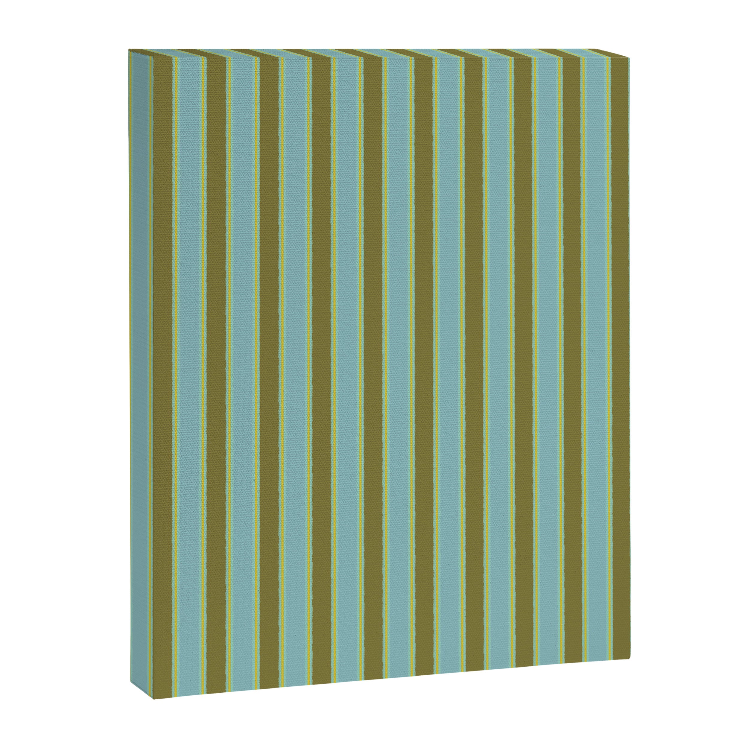 Rough Stripes Vertical Pattern in Olive Green Arctic Blue and Chartreuse Canvas Print Gallery Image 6