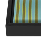 Rough Stripes Vertical Pattern in Olive Green Arctic Blue and Chartreuse Framed Canvas Print Gallery Image 3