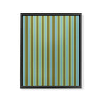 Rough Stripes Vertical Pattern in Olive Green Arctic Blue and Chartreuse Framed Canvas Print Gallery Image 6