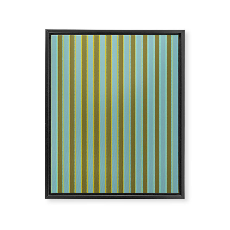 Rough Stripes Vertical Pattern in Olive Green Arctic Blue and Chartreuse Framed Canvas Print Gallery Image 6