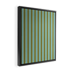 Rough Stripes Vertical Pattern in Olive Green Arctic Blue and Chartreuse Framed Canvas Print Gallery Image 2