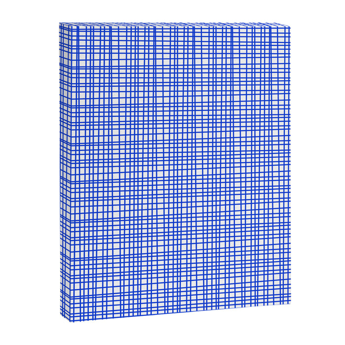 Royal Blue Fine Weave Mid Century Modern Minimalist Woven Line Pattern with White Canvas Print Gallery Image 1
