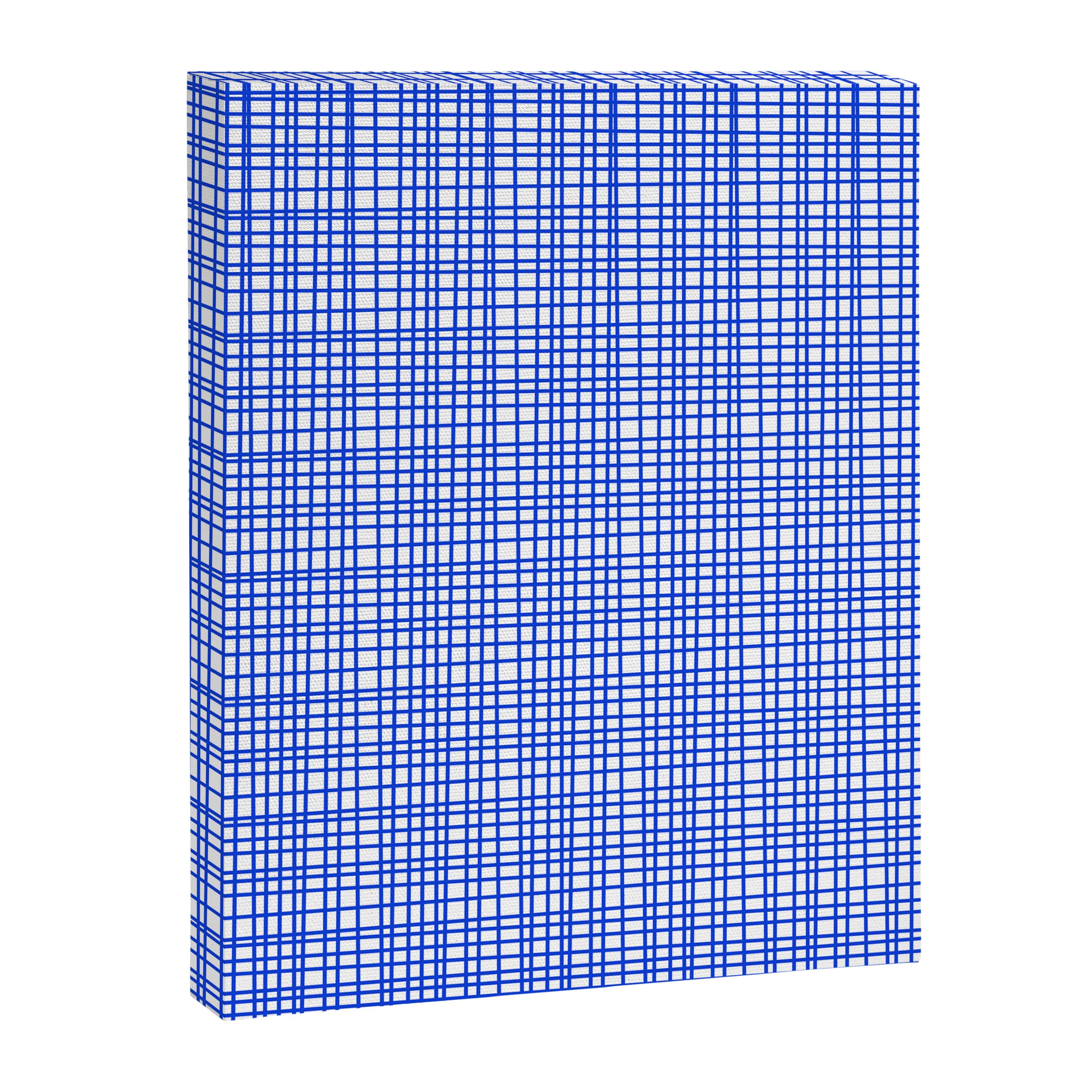 Royal Blue Fine Weave Mid Century Modern Minimalist Woven Line Pattern with White Canvas Print Gallery Image 8