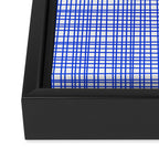 Royal Blue Fine Weave Mid Century Modern Minimalist Woven Line Pattern with White Framed Canvas Print Gallery Image 3